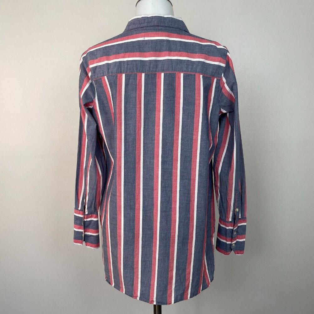 Old Navy Tunic Top Small Blue Red White Striped Americana Shirt Cotton Women's - Picture 5 of 12